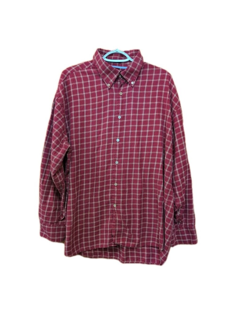 Tommy Hilfiger Shirt Mens XL Red Long Sleeve Vtg Dress Plaid 80's 2‎ Ply Fabric